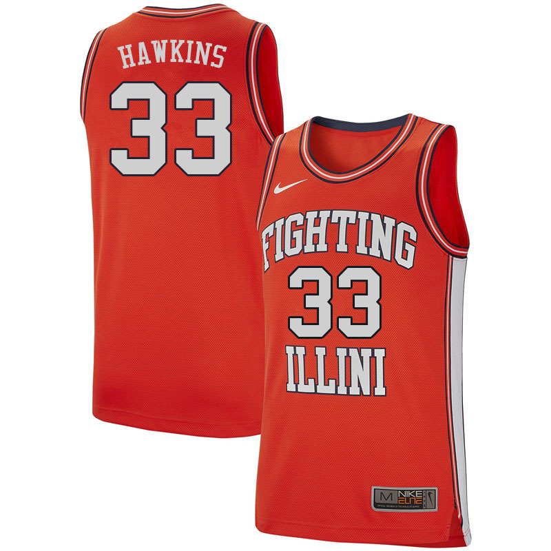 Men #33 Coleman Hawkins Illinois Fighting Illini College Basketball Jerseys Sale-Retro